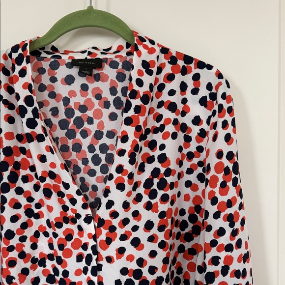 Halogen Orange & Blue Polka Dot Women's Top - Picture 3 of 5